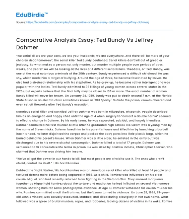 Comparative Analysis Essay: Ted Bundy Vs Jeffrey Dahmer