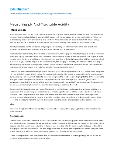 Measuring pH And Titratable Acidity