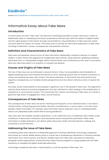 Informative Essay about Fake News