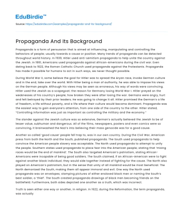 Propaganda And Its Background