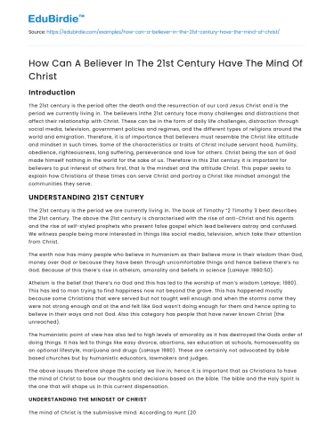 How Can A Believer In The 21st Century Have The Mind Of Christ