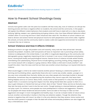How to Prevent School Shootings Essay