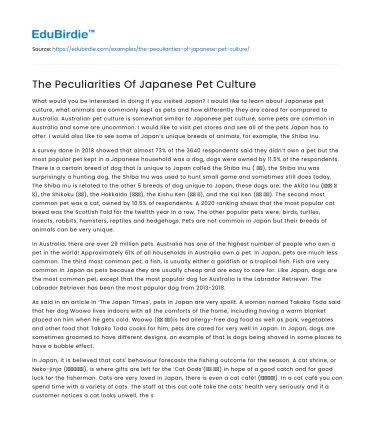 The Peculiarities Of Japanese Pet Culture