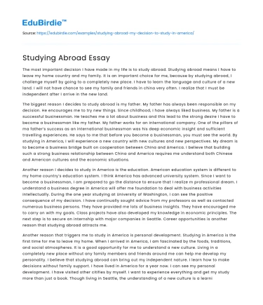 Studying Abroad Essay
