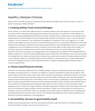 Healthy Lifestyle Choices
