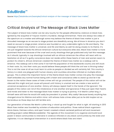 The Principles of the Black Lives Matter Movement