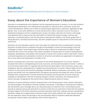 Essay about the Importance of Women’s Education