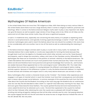 Mythologies Of Native American