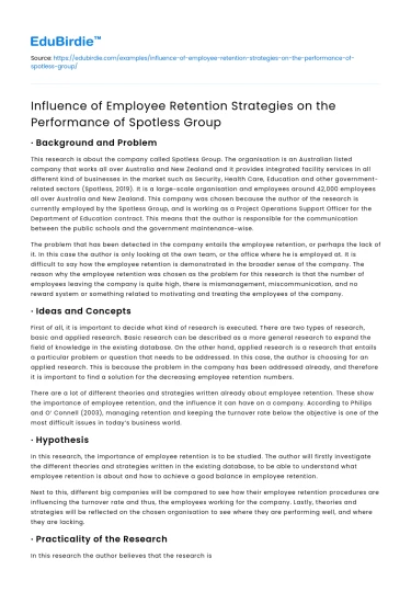 Impact of Retention Strategies on Spotless Group Performance