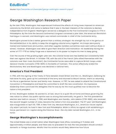 George Washington Research Paper
