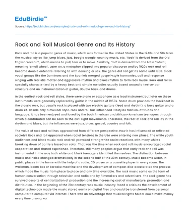 Rock and Roll Musical Genre and Its History