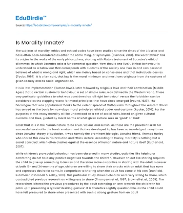 Is Morality Innate?