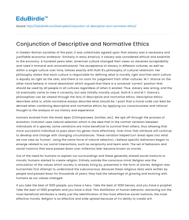 Conjunction of Descriptive and Normative Ethics