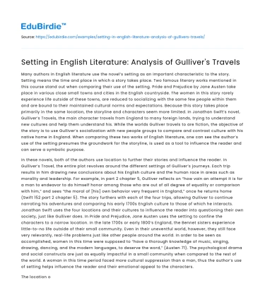 Setting in English Literature: Analysis of Gulliver’s Travels
