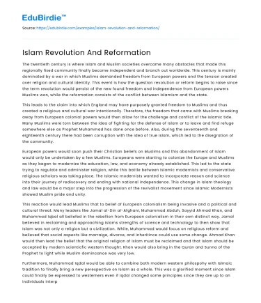 Islamic Transformation: Revolution and Reformation