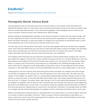 Persepolis Movie Versus Book