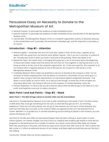 Necessity to Donate to the Metropolitan Museum of Art