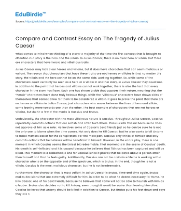 Compare and Contrast Essay on ‘The Tragedy of Julius Caesar’