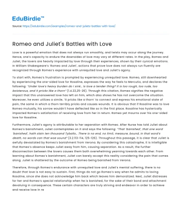Romeo and Juliet’s Battles with Love
