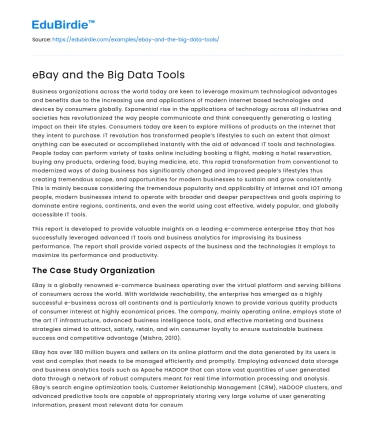 eBay and the Big Data Tools