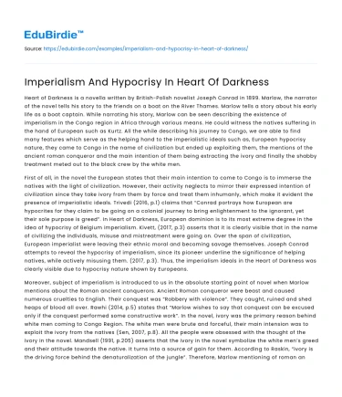 Imperialism And Hypocrisy In Heart Of Darkness