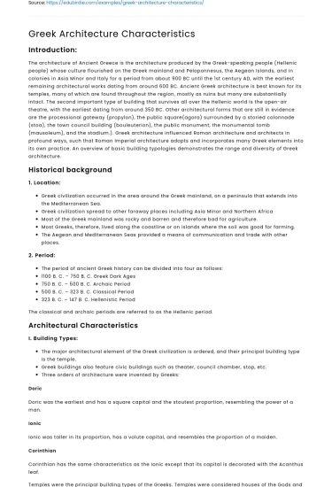 Greek Architecture Characteristics