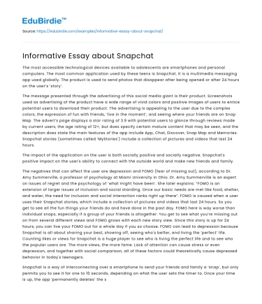 Informative Essay about Snapchat