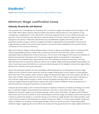 Minimum Wage Justification Essay
