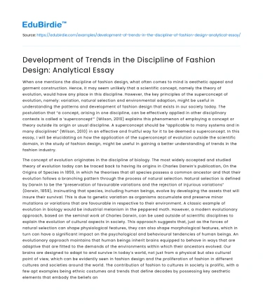 Development of Trends in the Discipline of Fashion Design