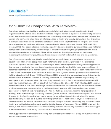 Can Islam Be Compatible With Feminism?
