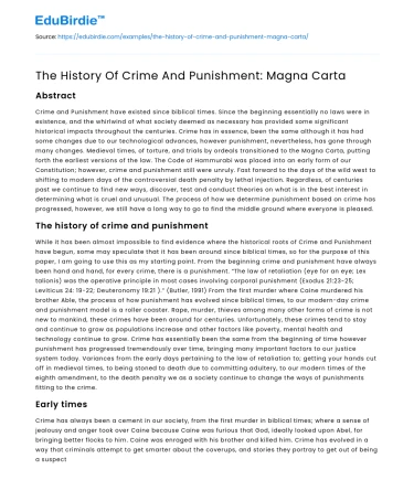 The History Of Crime And Punishment: Magna Carta