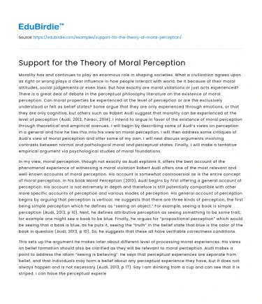 Support for the Theory of Moral Perception