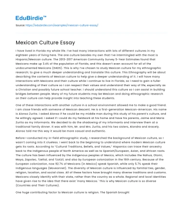 Mexican Culture Essay