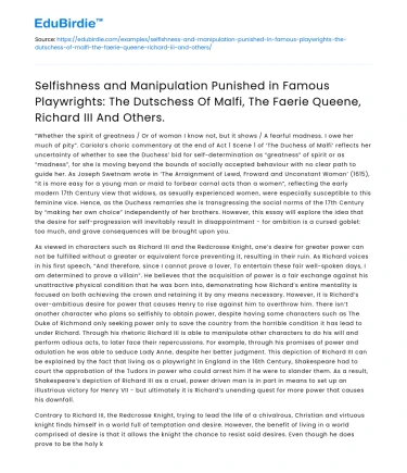 Punishing Selfishness and Manipulation in Famous Plays