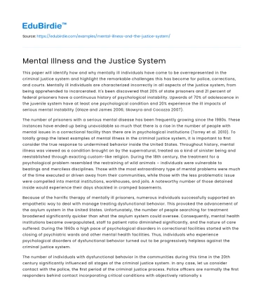 Mental Illness and the Justice System