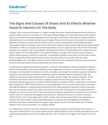 Signs, causes, and effects of stress on the body