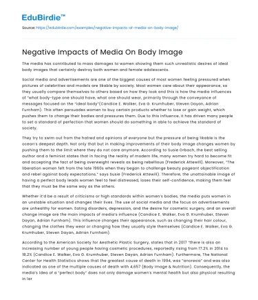 Negative Impacts of Media On Body Image
