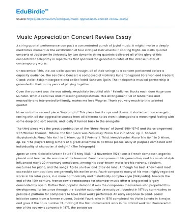 The Impact of Music Appreciation through Concert Reviews
