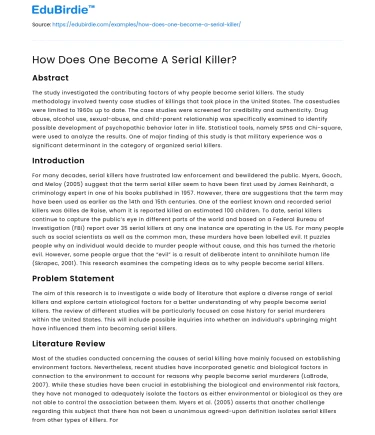 How Does One Become A Serial Killer?