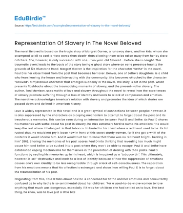 Representation Of Slavery In The Novel Beloved