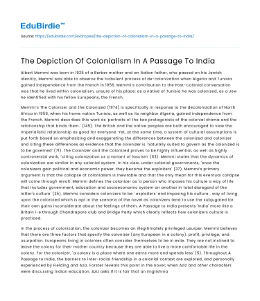 The Depiction Of Colonialism In A Passage To India