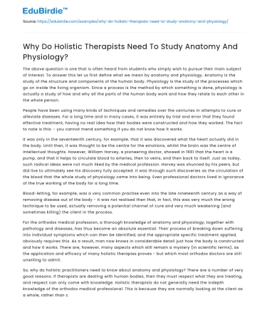 Why Do Holistic Therapists Need To Study Anatomy And Physiology?