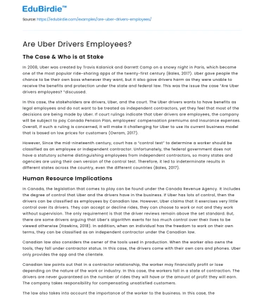 Are Uber Drivers Employees?