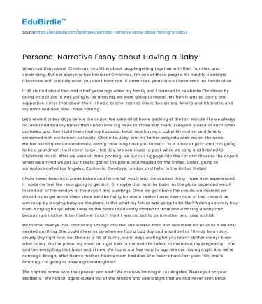 Personal Narrative Essay about Having a Baby