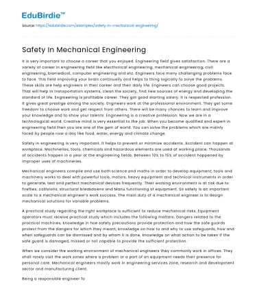 Safety in Mechanical Engineering Practices