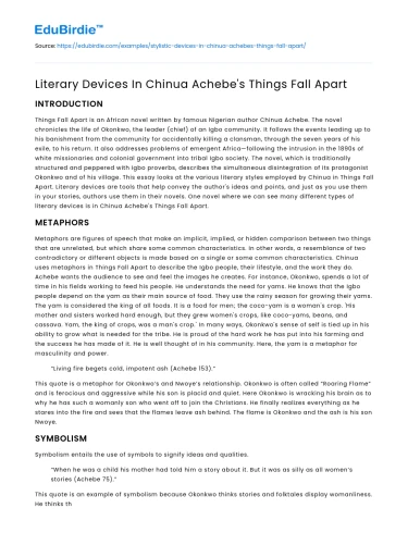 Literary Devices In Chinua Achebe’s Things Fall Apart