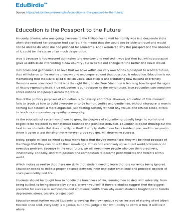 Education is the Passport to the Future
