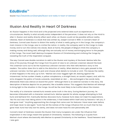 Illusion And Reality In Heart Of Darkness