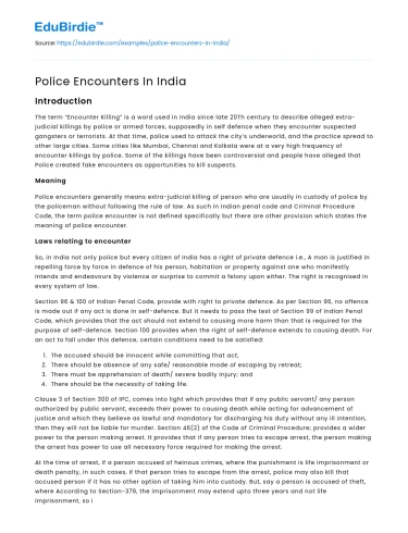 Police Encounters In India