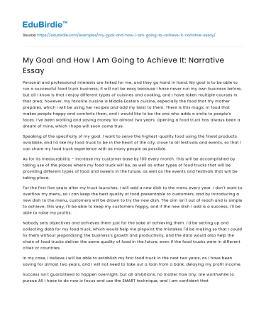 My Goal and How I Am Going to Achieve It: Narrative Essay